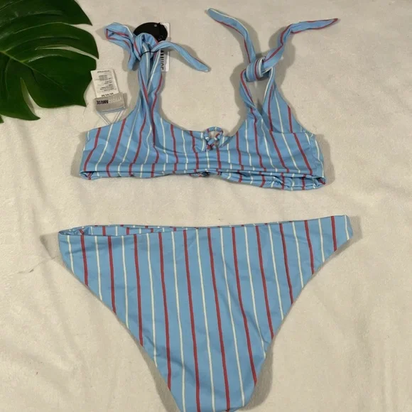 NEW $148 Amuse Society [ Medium ] Lia Bikini Top + Clio Cheeky‎ Bottom Blue